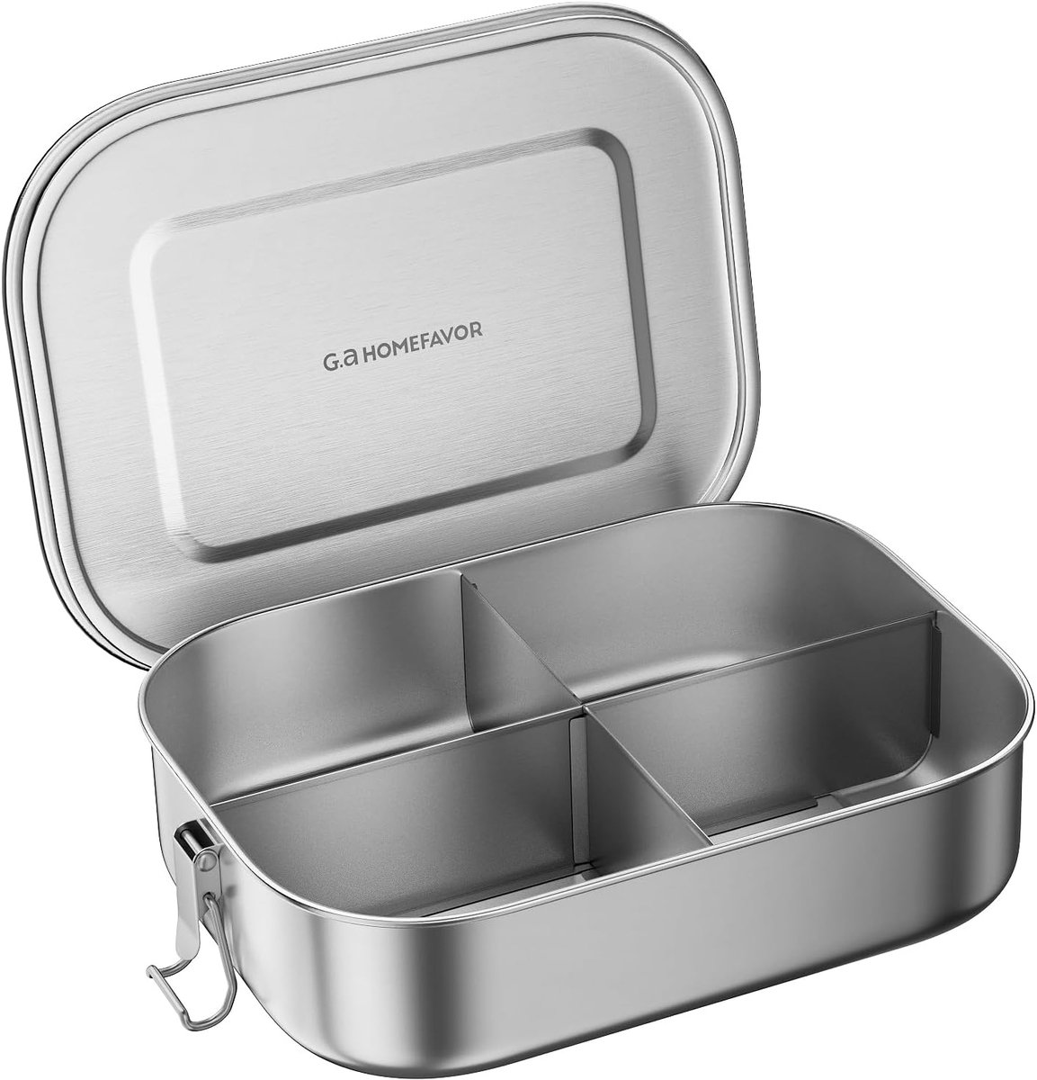SnelShoppen - Bento Box RVS 1400 ml Grote Lunch Box 4 Compartimenten Waterdicht voor Kinderen en Volwassenen, Ideaal voor School, Werk en Picknicks