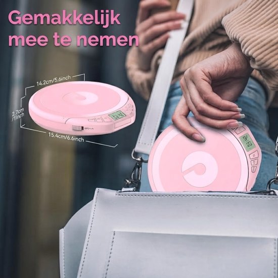 SP® CD Speler Draagbare - Draagbare Bluetooth CD Speler - CD Speler - Roze - 24cm x 18cm x 6cm van SP — afbeelding 2