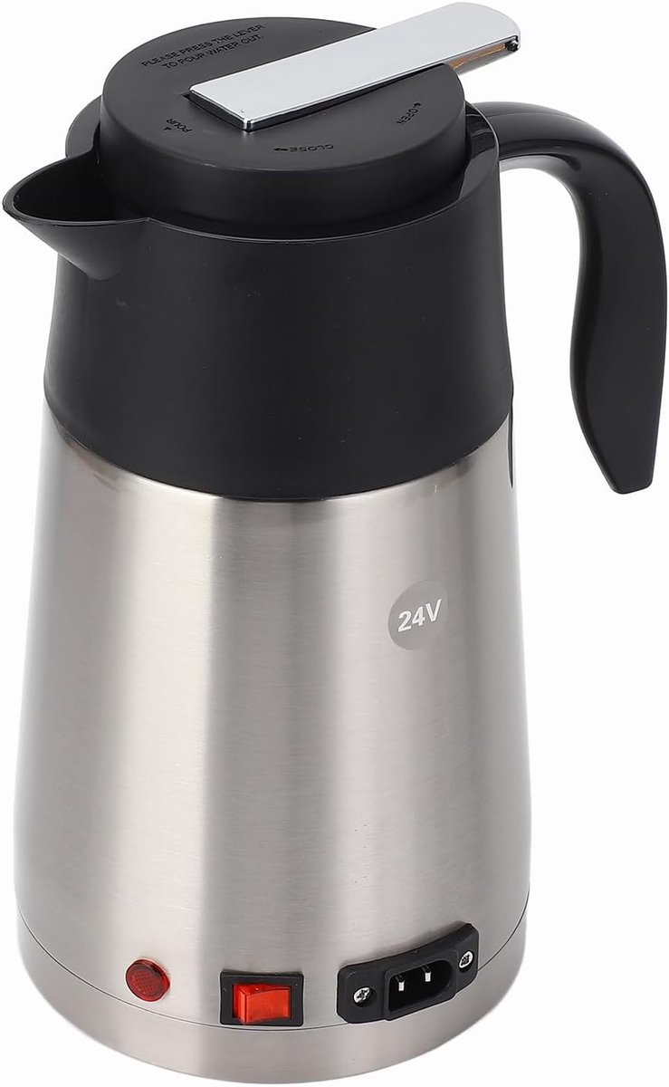 SnelShoppen - Elektrische Waterkoker 24V RVS - 1300ml Capaciteit - Draagbare Kettle voor Auto, Truck & Reizen - Ideaal voor Camping en Onderweg