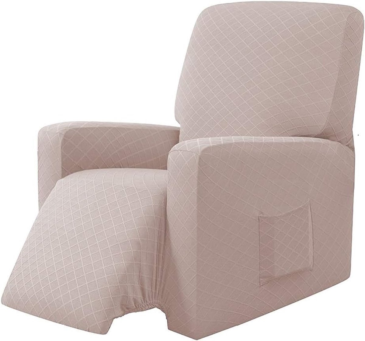 SnelShoppen - Stretch Recliner Hoes voor Fauteuil, Beschermhoes voor Relaxfauteuil, Elastische Zitmeubel Cover, Jacquard, Zandkleur, Geschikt voor Fee