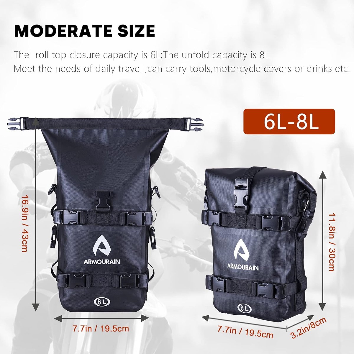 Waterdichte Motorfiets Bumpers Tas - 6L Crash Bar Tas met Schouderriem voor Motorfietsen