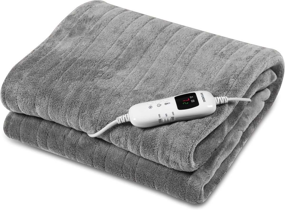 SnelShoppen - Elektrische Deken 2 x 60 W | 6 Warmte-instellingen | Temperatuur 30-45 °C | Polar Fleece | Afmeting 80 x 160 cm | Afstandsbediening | Ti