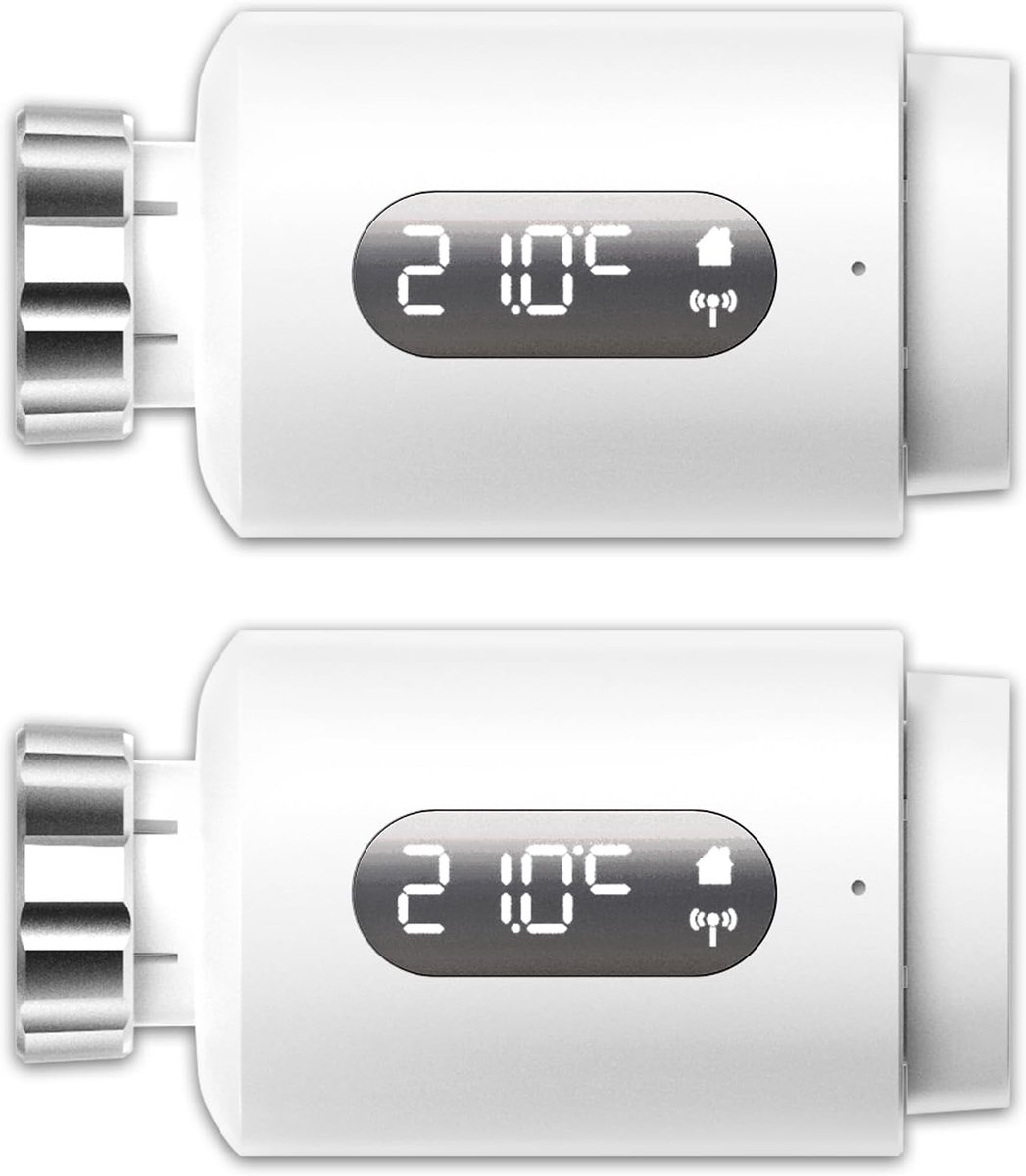 SnelShoppen - Smart Radiator Thermostat 2-Pack - Slimme Radiator Kranen - Compatibel met Alexa - Programmeerbare WiFi Thermostaat - Afstandsbediening
