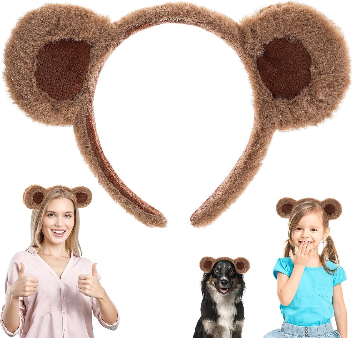 SnelShoppen - Schattige Bear Ears Haarband voor Volwassenen en Kinderen - Feestelijke Party Headwear - Pluche Hoofdaccessoires voor Valentijnsdag, Ver