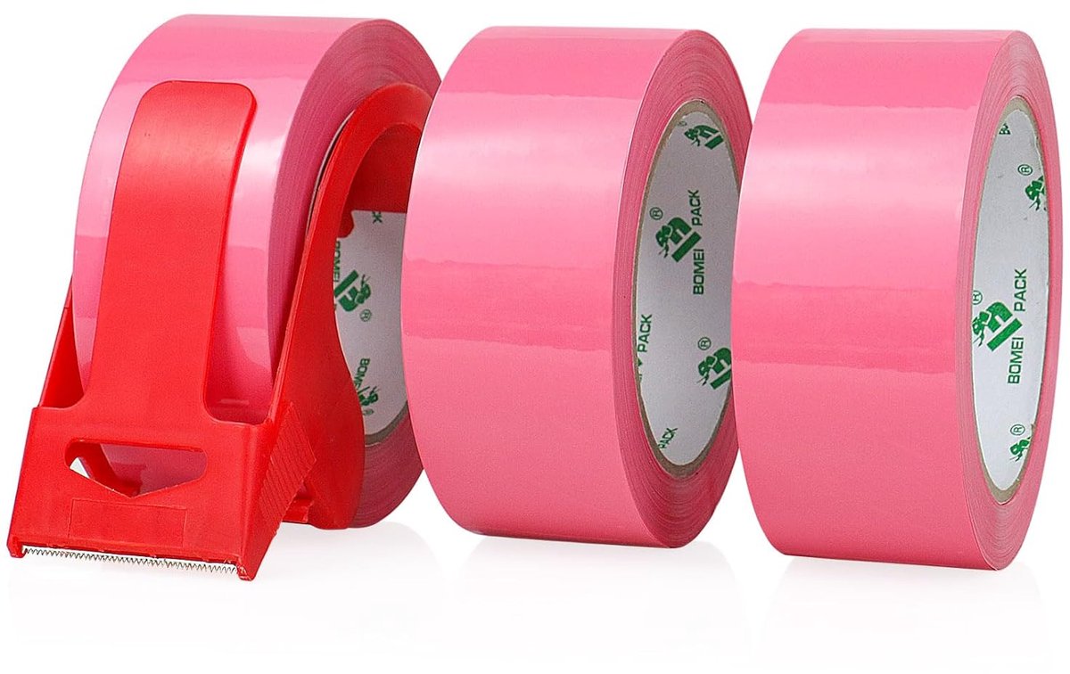 SnelShoppen - 3 Rollen Verpakkingsband 66m x 48mm, Goede Hechting, Roze, Voor Verzenddozen, Opslag, Klussen, Huis en Kantoor