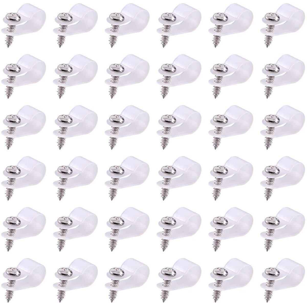 SnelShoppen - 60-Pack Witte 10mm Nylon Plastic R Type Kabel Clips Klemmen Kit met 60 Schroeven voor Draadbeheer, Ideaal voor Huis, Tuin en Kantoor