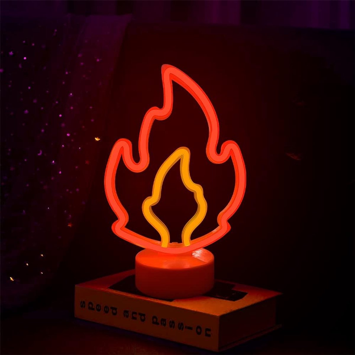 SnelShoppen - LED Neon Light Room Decor - Batterij en USB Aangedreven Neon Lamp - Flame - Ideaal voor Feest, Kerst, Bar, Slaapkamer, Tafelverlichting