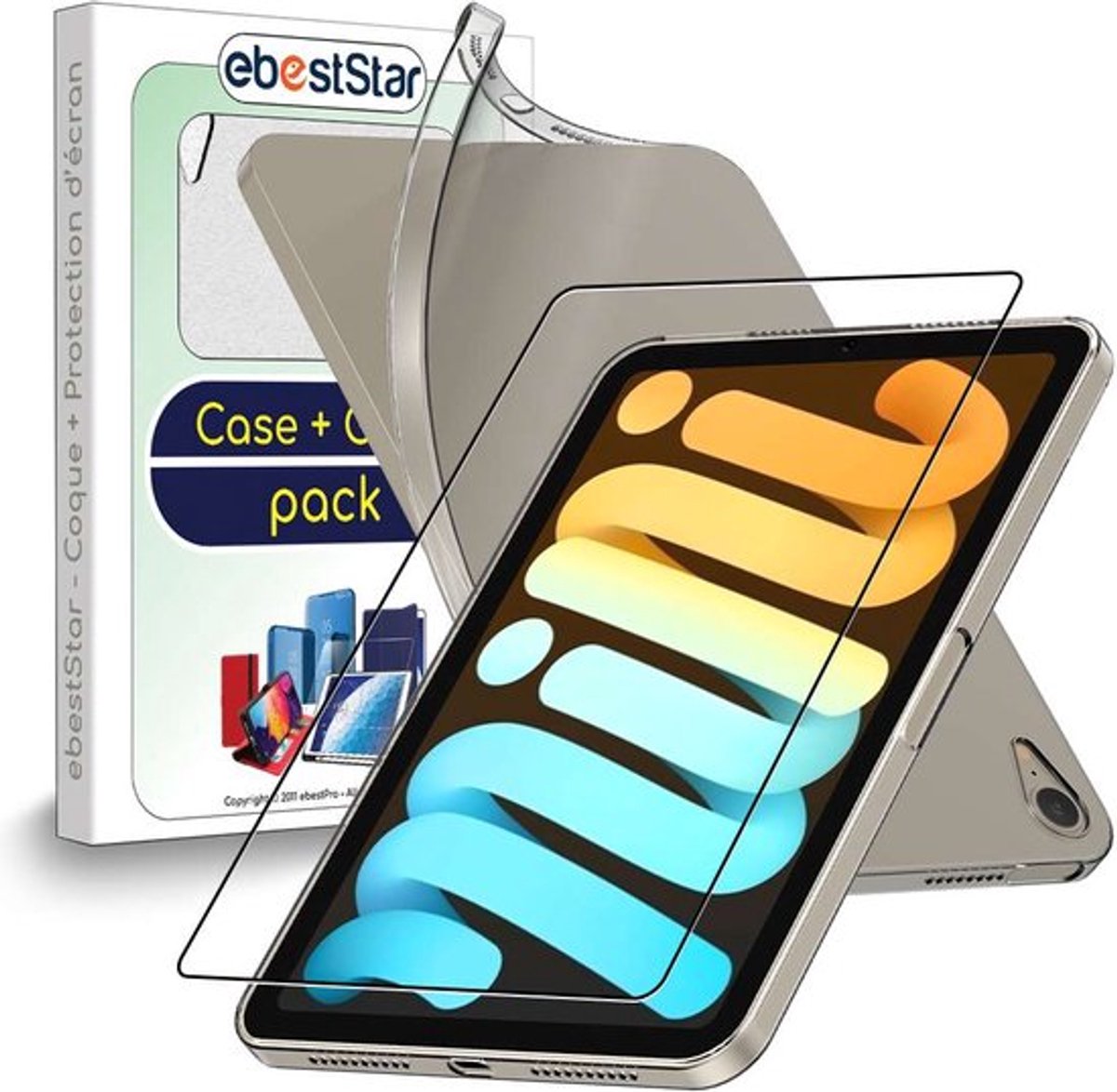 ebestStar - Hoes geschikt voor iPad mini 2021 8.3'' (6 gen) Apple, Back Cover, Beschermhoes anti-luchtbellen hoesje, Transparant + Gehard Glas