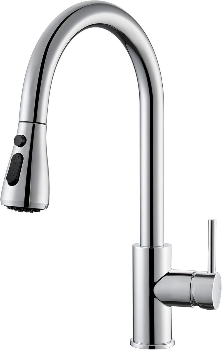 SnelShoppen - Keukenkraan met uittrekbare hoge druk - RVS mengkraan met draaibare spoelkop - Chroom keukenmengkraan met 40 cm slang voor sink gebruik