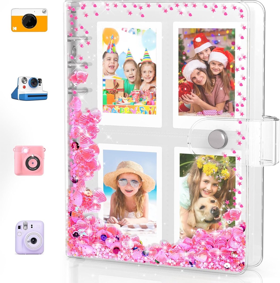 SnelShoppen - Small Photo Album voor Instax Mini & Polaroid - Kinderen Photoboek - 200 Foto's - Roze Decoratie - Ideaal voor Feest, Kerst, en Herinner