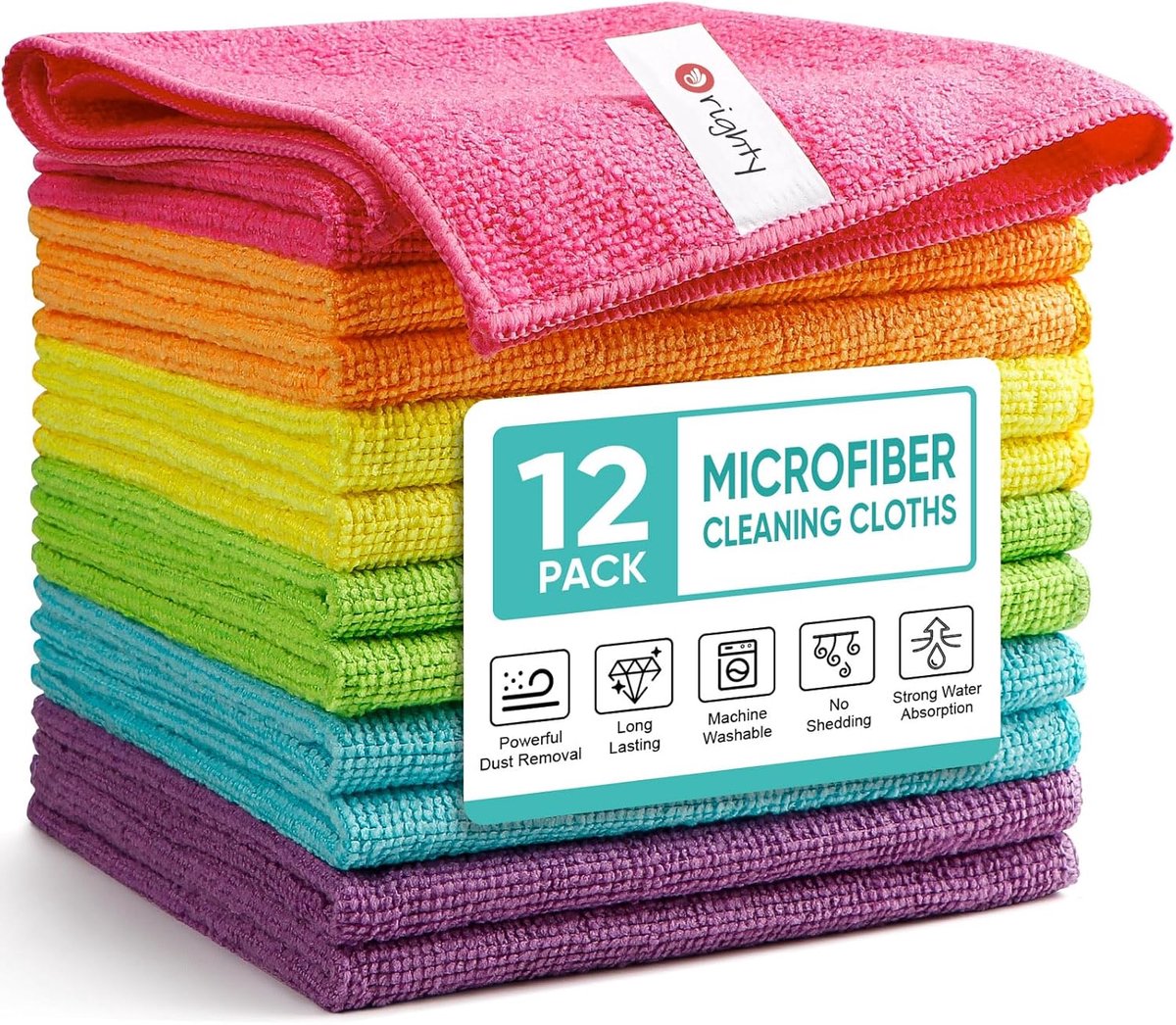 SnelShoppen - Microvezeldoeken Set van 12 - Zeer Absorberende Schoonmaakdoeken - Lintvrije Multifuntionele Doeken voor Effectieve Stofverwijdering - P