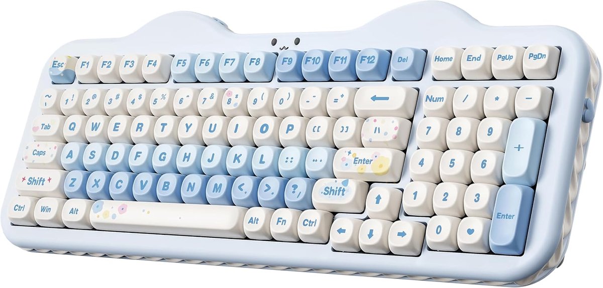 SnelShoppen - Draadloos Mechanisch Toetsenbord met NumPad, 98 Toetsen BT5.0/2.4G/USB-C, Hot Swap Gasket Mount, RGB Verlichting, Schattig Cake Toetsenb