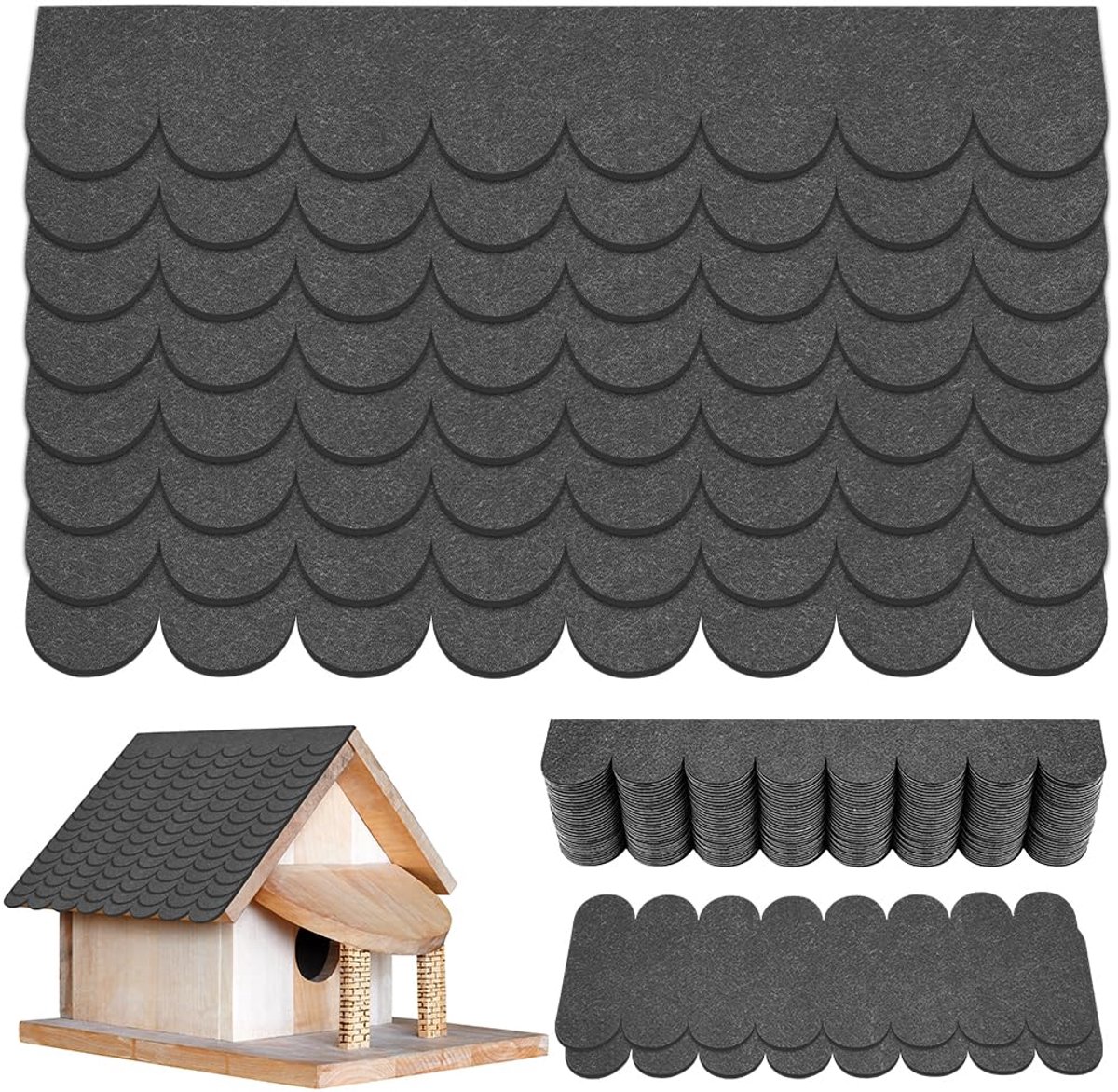 SnelShoppen - 32Pcs Zelfklevende Dakleer Dakpannen voor Vogelhuisjes, Mini DIY Dakbedekking, Grijze Nestkasten, Konijnenhokken, Insectenhotels, Creati