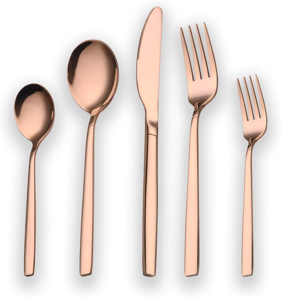 SnelShoppen - 30-delige Titanium Rose Gold Bestekset, Koperen Bestekset voor 6 Personen, RVS Bestek, Dinerbestek met Theelepels en Taartenvorken, Luxe
