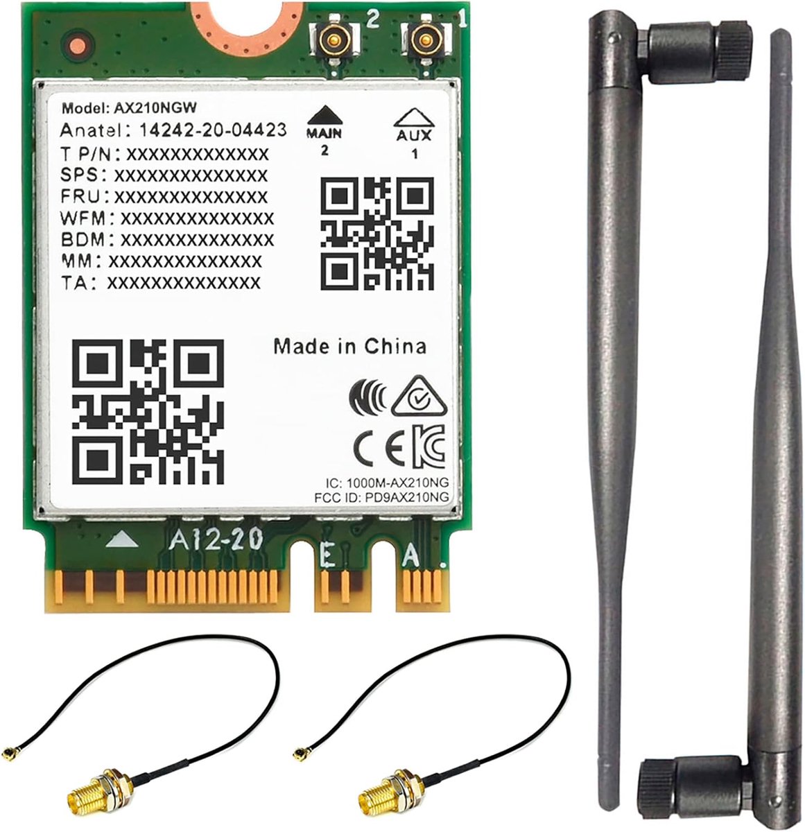 SnelShoppen - Wi-Fi 6E AX210 NIC - Gigabit Tri-Band 2.4G/5G/6GHz Wi-Fi 6E - 802.11AX, Bluetooth 5.3, Ondersteunt Linux en Windows 10/11