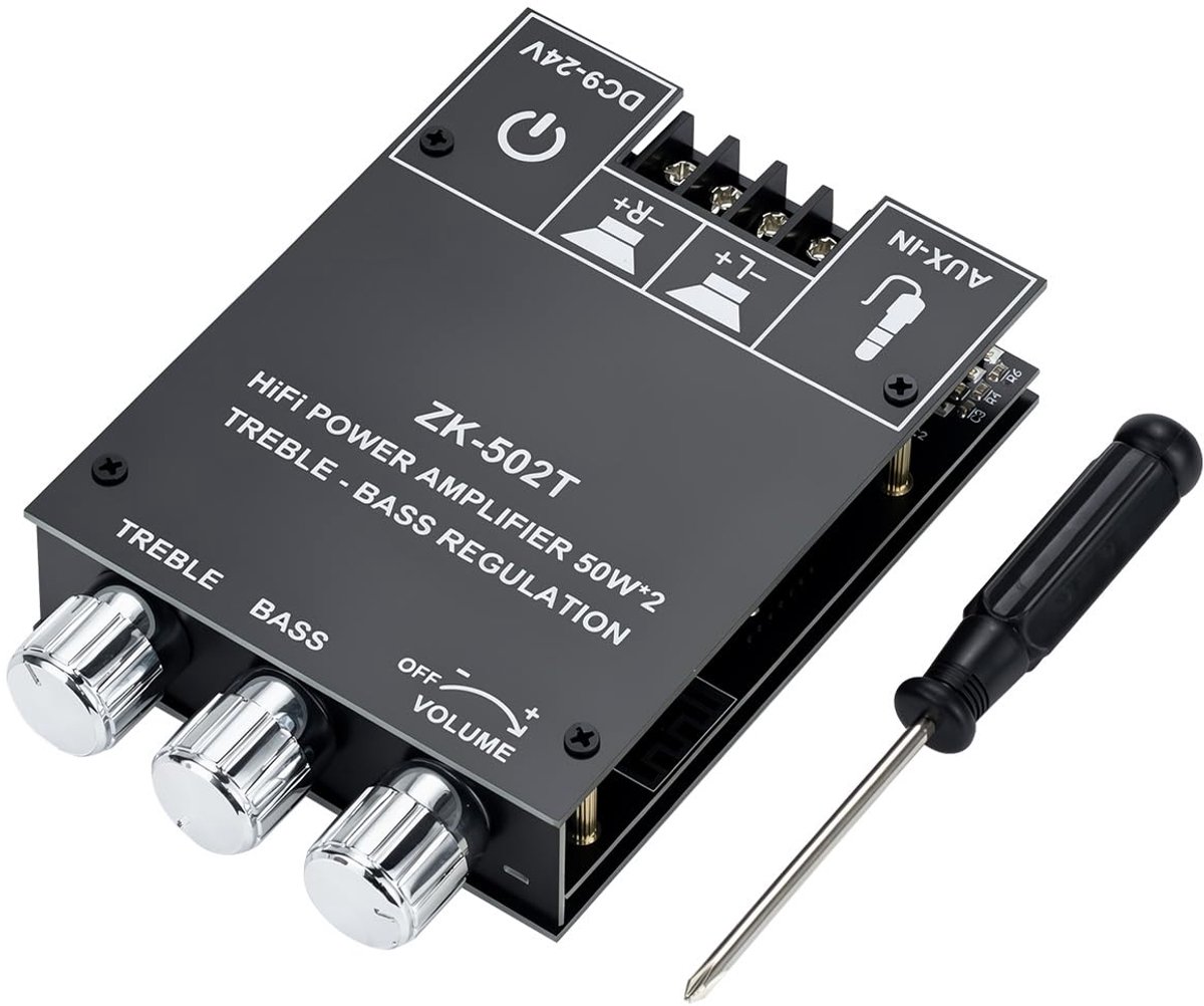 SnelShoppen - Bluetooth 5.0 Audio Amplifier Board 2.0 Kanaal 50W+50W Mini Stereo Versterker met Hoog en Laag Regeling voor DIY Thuis Speakers