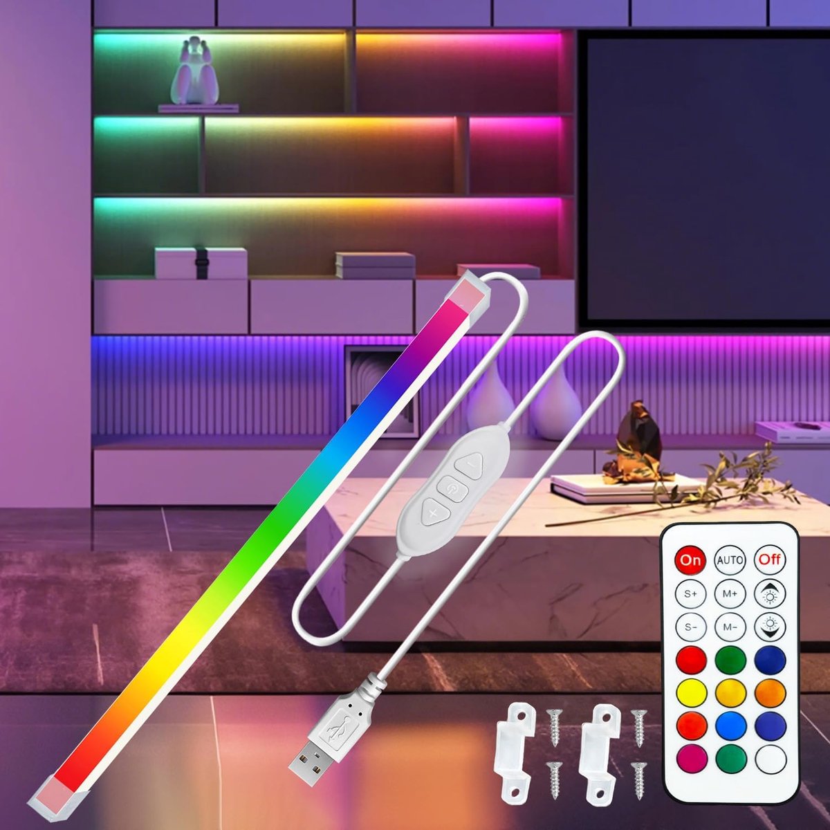SnelShoppen - LED Onderkast Verlichting met Afstandsbediening, RGB LED Strip, Dimbaar, 800 LM, Flexibel voor Keuken, Badkamer, Kasten en Spiegels, 0.5