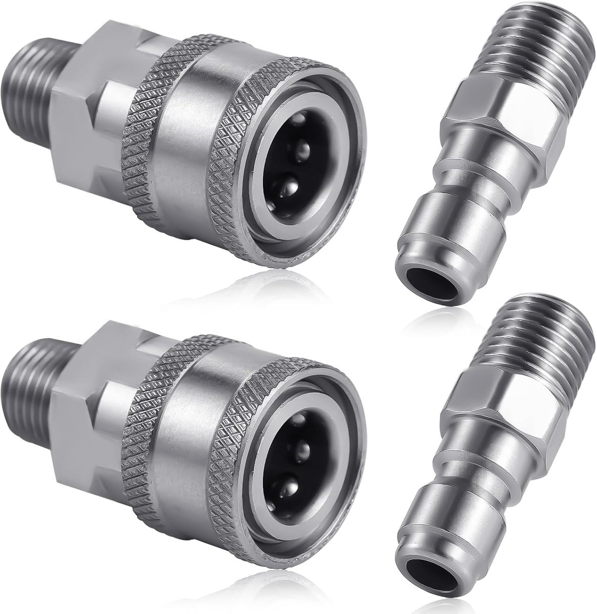 SnelShoppen - 4Pcs Drukreiniger Coupler, 1/4 Inch NPT RVS Snelle Aansluitingen Man/Vrouw, Hoogwaardige Accessoires voor Drukreinigers