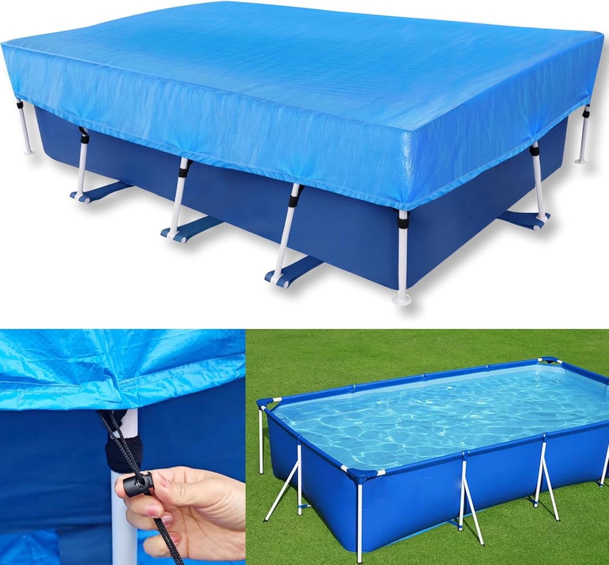 Rechthoekige Zwembadafdekking - Afdekzeil Zwembad - Zwembad Schoonhouden - UV-bestendig Oxford Materiaal - 400 x 210 cm - Zwart