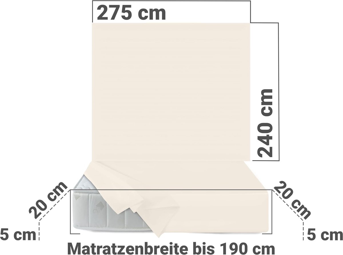 SnelShoppen - Fitted Sheet 240 x 275 cm - 100% Katoen - Elastische Hoek - Ideaal voor Camping, Tuin, Feest en Motorhome - Verkrijgbaar in 16 Kleuren