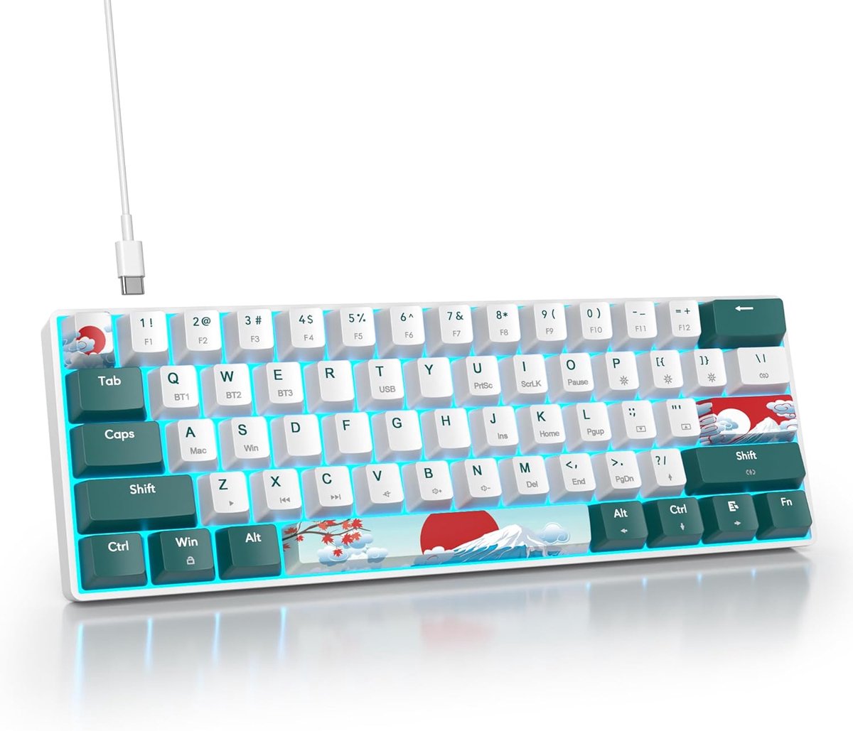 SnelShoppen - Gaming Toetsenbord 60% Draadloos Bluetooth Mechanisch Toetsenbord met RGB Achtergrondverlichting voor PC en Mac - Amerikaanse QWERTY Lay