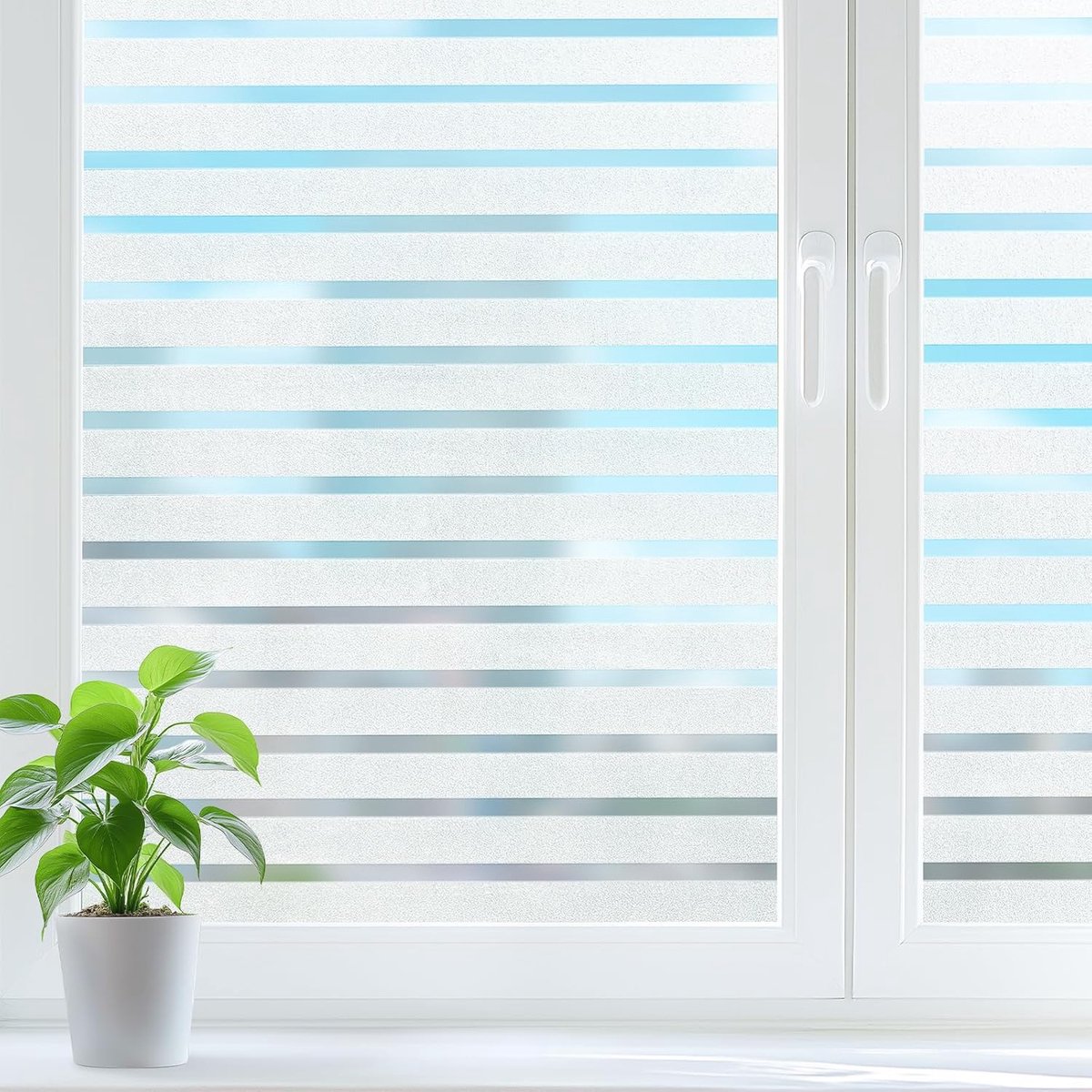 SnelShoppen - Privacy Raamfolie Stripes Melkglas 30x200cm - Zelfklevend Anti-UV Opaque voor Thuis, Keuken en Kantoor - Elegant en Functioneel