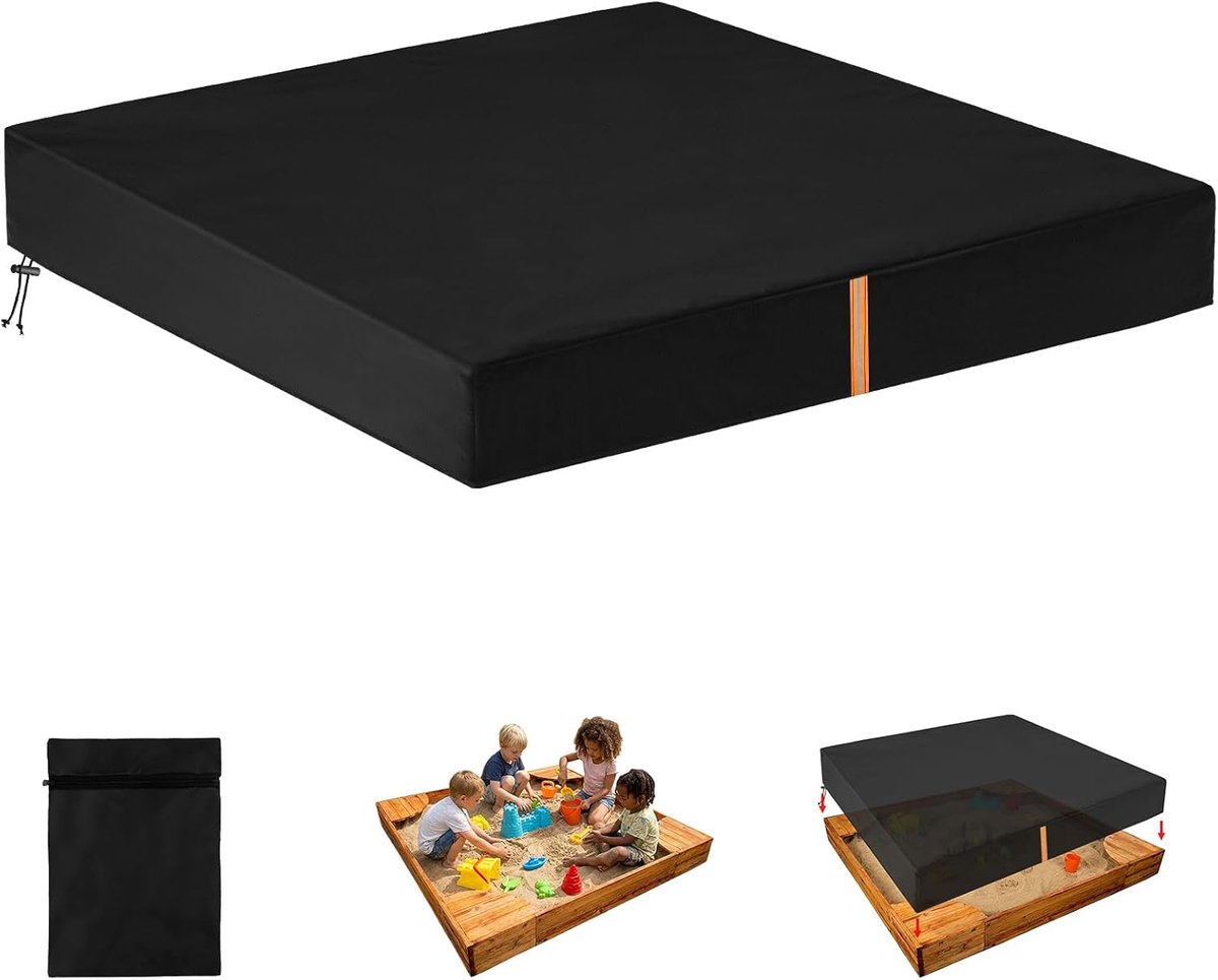SnelShoppen - Waterdichte Sandpit Cover 150x150 cm - Vierkante Sandbox Deksel met Opbergzak - UV Bescherming, Oxford Stof, Ideaal voor Tuin, Kinderen,