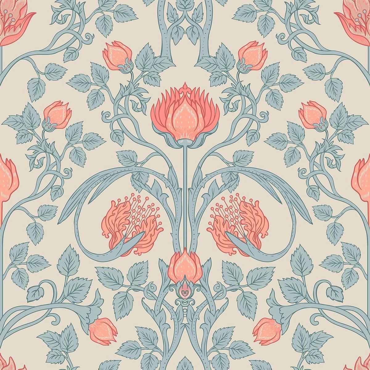 Retro Beige Bloem Motief Zelfklevend Behang voor Meubels - Vintage Art Nouveau Wanddecoratie 44.5cm x 300cm voor Slaapkamer en Badkamer