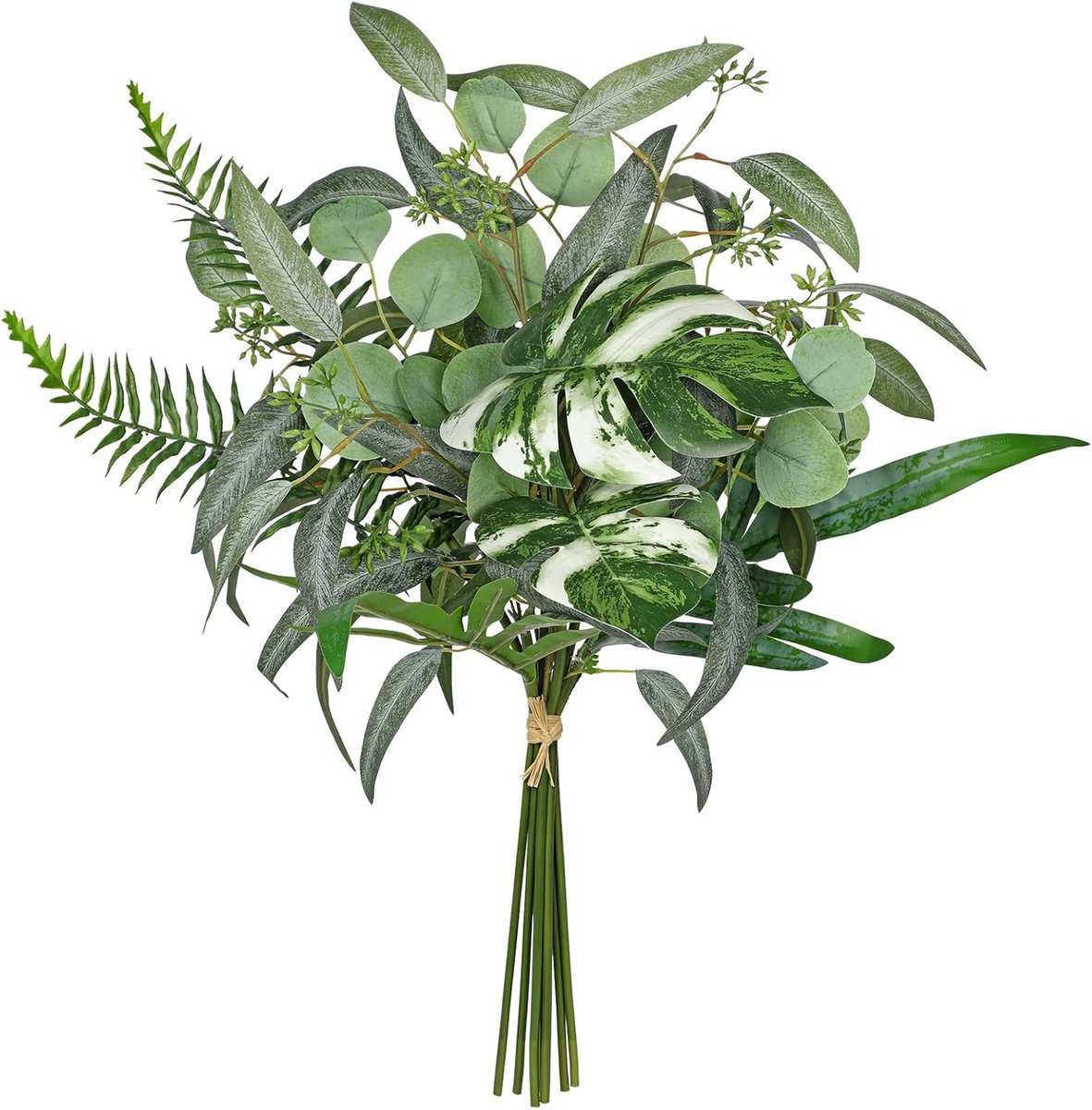 SnelShoppen - Monstera Kunstplanten 59 cm - Kunsttakken Boeket Groene Decoratieve Takken Bloemarrangement voor Vaasje Woonkamer Badkamer Slaapkamer Br