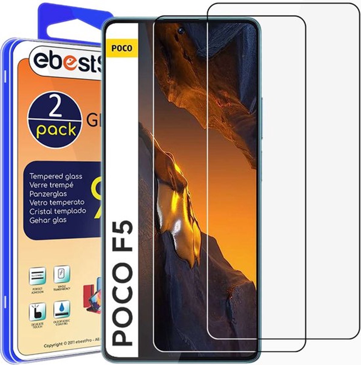 ebestStar - {2 Stuks} Gehard glas geschikt voor Xiaomi Poco F5 5G, Screen Protector Cover, Schermbeschermer Tempered Glass