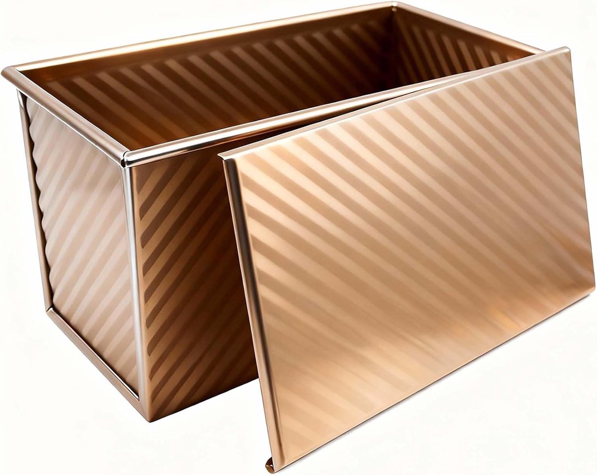 SnelShoppen - RVS Brood Bakvorm 230g met Deksel - Roze Gouden Golfvormige Toast Bakvorm voor Sandwiches en Deegwaren - Vaatwasmachinebestendig, Geschi