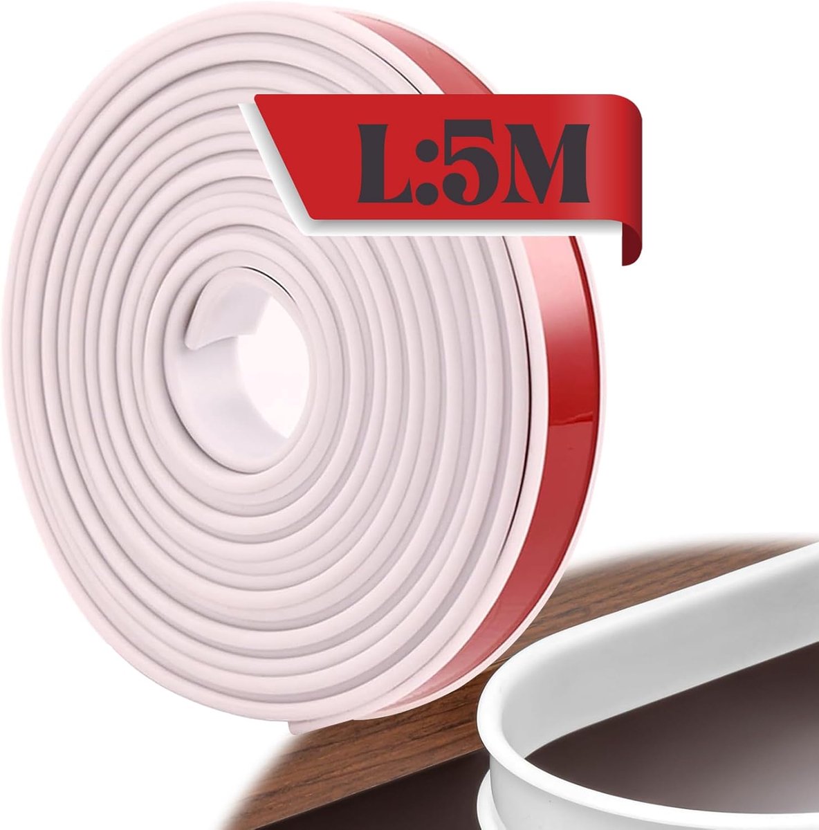 SnelShoppen - 5m U-vormige decoratieve tape voor werkbladen, zelfklevend, zacht rubber TPE, houtfineer voor meubelherstel en renovatie, waterdicht en