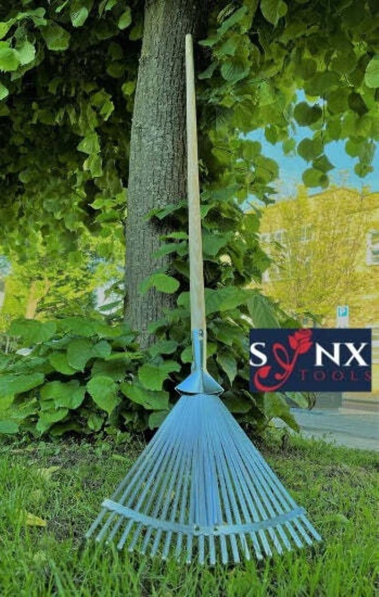 SnelShoppen - Verstelbare Hark voor Bladeren en Gras - 22 Tanden - Gegalvaniseerd Staal - 160 cm Handvat - Tuin Hark voor Efficiënt Raken