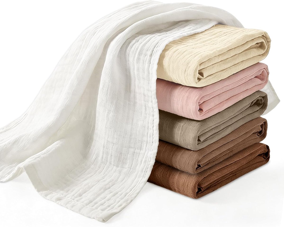 Thijox - 6 Pack Baby Mousseline Doeken 60x60cm - Zachte Katoenen Wasdoeken voor Pasgeborenen - Ideaal voor Bad, Voeden en Spelen - Machinewasbaar en S