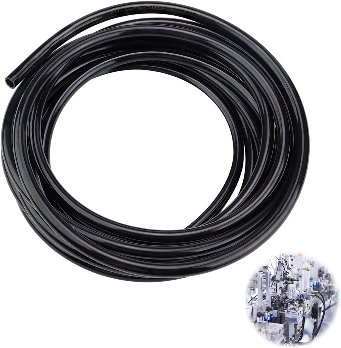 SnelShoppen - Compressed Air Hose 10mm x 6.5mm - 5m Zwarte Pneumatische Slang - Hoogdruk PU Materiaal voor Aircompressors en Pneumatische Apparaten