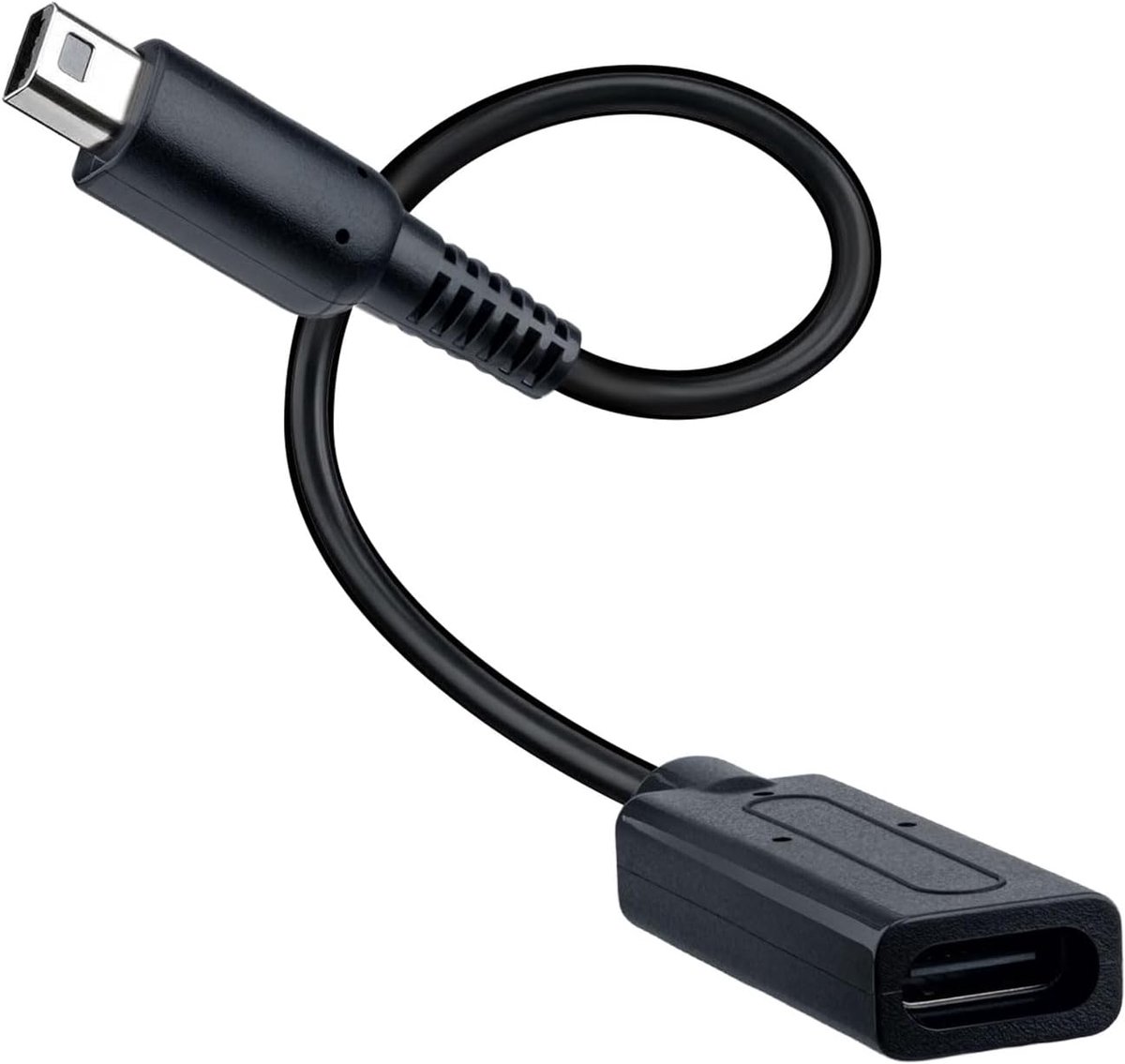 SnelShoppen - USB-C naar 3DS Oplader Adapter (18.5cm) - Type-C Stekker Converter voor Nintendo DSI, 3DS, 2DS XL en Nieuwe Modellen - Zwart