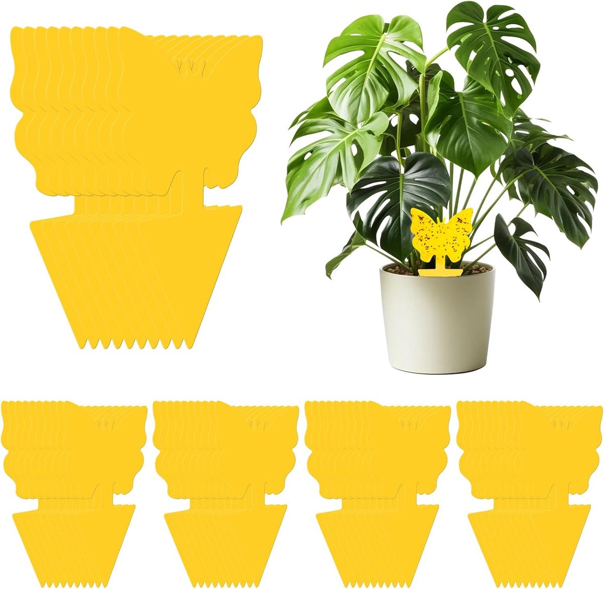 SnelShoppen - Pack van 50 Gele Stickers Tegen Fruitvliegjes - UV-bestendig en Waterdicht - Effectieve Plakstrip voor Binnenplanten en Tuin - Makkelijk