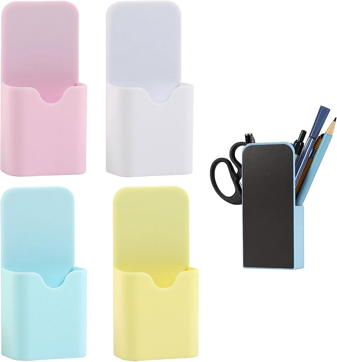 SnelShoppen - Magnetische Markerhouders 4 Stuks - Penhouder en Organizer voor School, Thuis, Whiteboard - Duurzaam Kunststof - 4 Kleuren - Ideaal voor