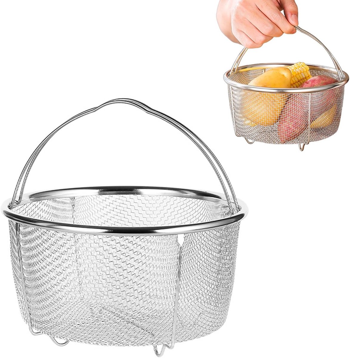 SnelShoppen - RVS Stoommand - Stoomrek voor Instant Pot en Rijstkoker - 18CM - Gezond Koken - Ideaal voor Groenten, Vis en Meer - Duurzaam en Veilig