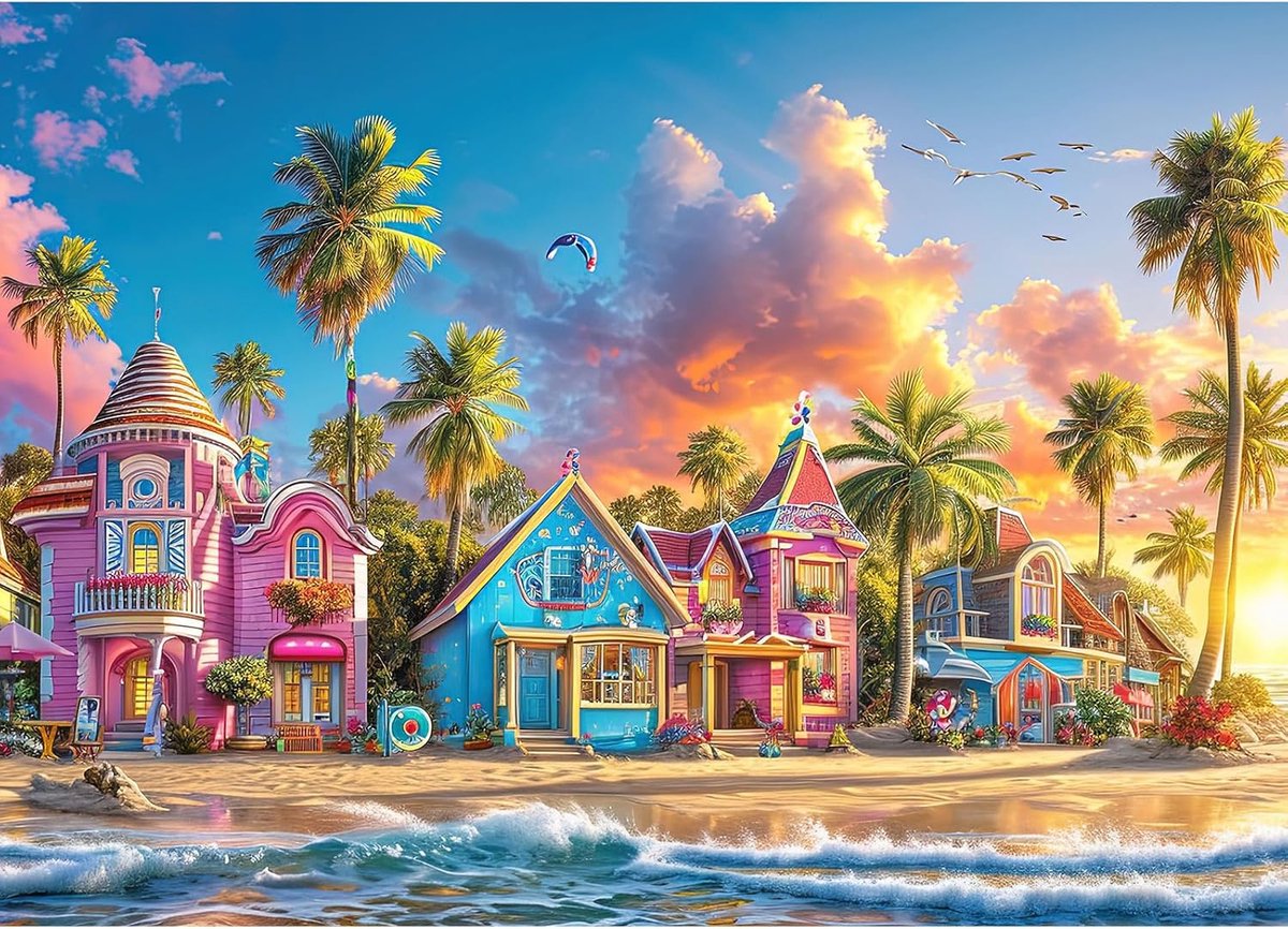 SnelShoppen - 1000 Stukjes Puzzel voor Volwassenen en Kinderen, Kleurrijke Haven Motief, Perfect Cadeau voor Puzzel Fans, Slimme Puzzels, Anti-glare P