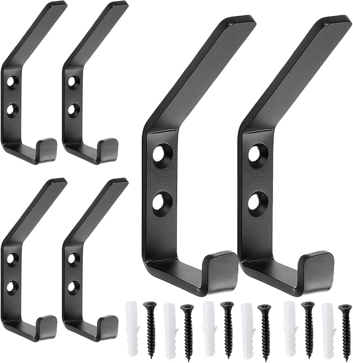 SnelShoppen - 6 Stuks Zwarte Geluidsabsorberende Wandhaken - Robuuste Kledinghaken voor Kleedkamer, Badkamer, Woonkamer - Hoogwaardige Metalen Haak me