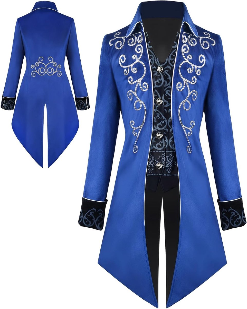 Vintage Steampunk Herenjacket voor Gothic Carnaval, Middeleeuwse Kleding en Halloween Kostuum