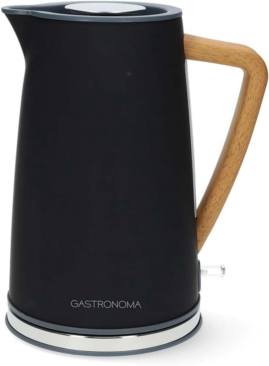 SnelShoppen - Waterkoker 1,7L Roestvrij Staal met Houtlook, 2200W, Kalkfilter, 360° Pirouetbasis, Moderne Soft-Touch Waterkoker voor Keuken en Thuisge