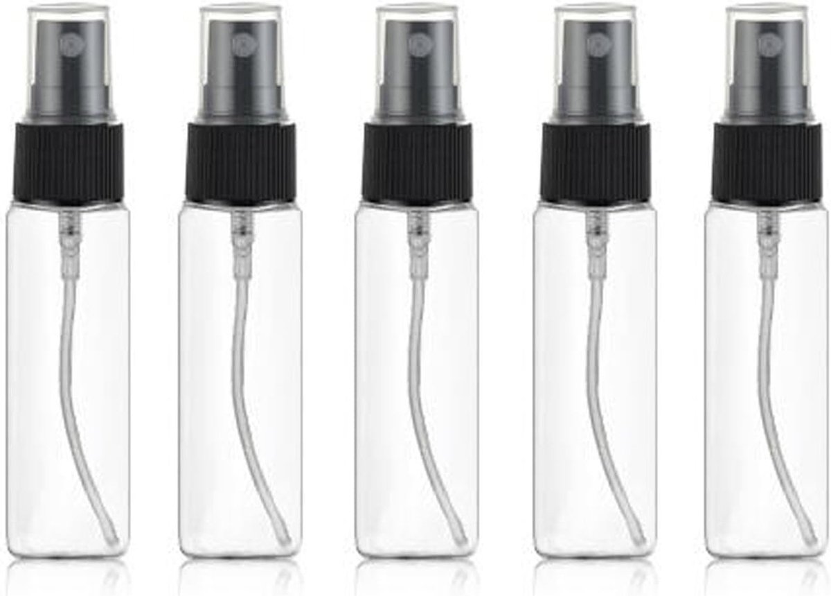 SnelShoppen - 5x Lege Plastic Sprayflessen 30ml - Transparant Refillable Atomizer Flessen - Perfect voor Reizen, Zakelijk Gebruik, Huidverzorging