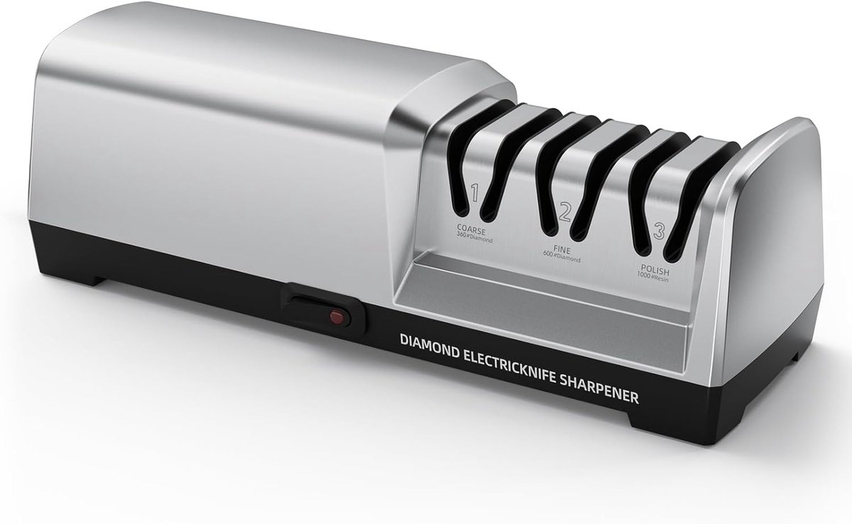 SnelShoppen - Professionele Elektrische Messenslijper met 3 Niveaus, Diamant Schijven, Oververhittingsbeveiliging, Stille Motor, Snelle Slijping voor