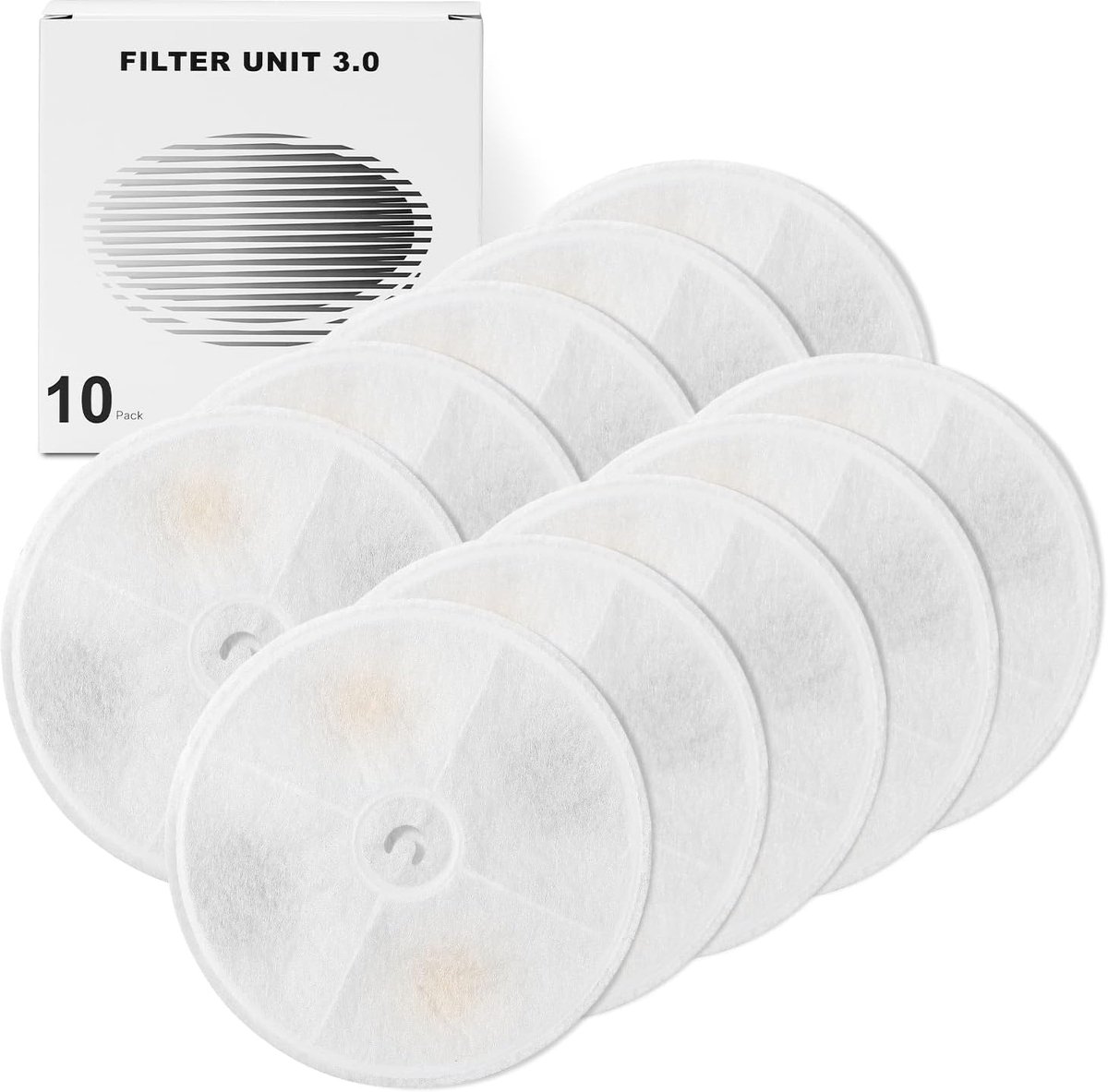SnelShoppen - 10 Stuks Kattenfonteinfilter, Actieve Kool en Hars, Drinkfontein Voor Katten en Honden, Compatibel Met 1,85 L en 2 L, Automatische Intel