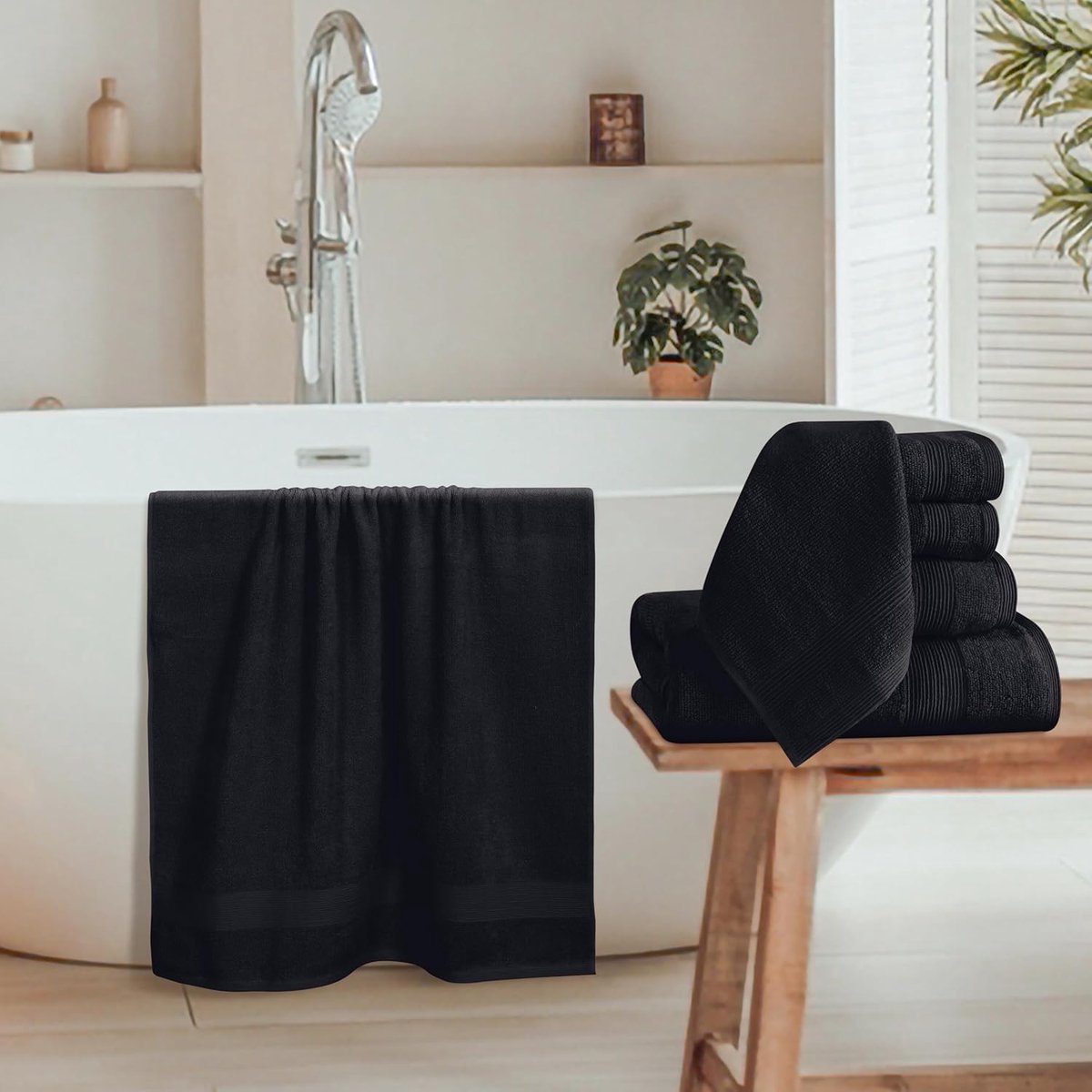 SnelShoppen - Set van 8 Luxe Handdoeken - 100% Ring-Spun Katoen - 2 Badhanddoeken 27x54, 2 Handdoeken 16x28, 4 Washandjes 13x13 cm - Ultra Zacht, Hoge