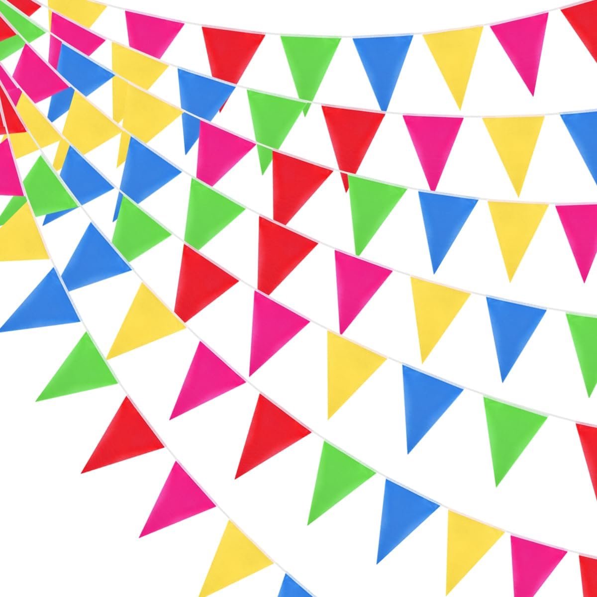 SnelShoppen - 300M Bunting Banner Party Decoratie met 450 Stuks, Herbruikbare Waterdichte Driehoek Vlaggen voor Verjaardag, Bruiloft, Binnen-Buiten Fe