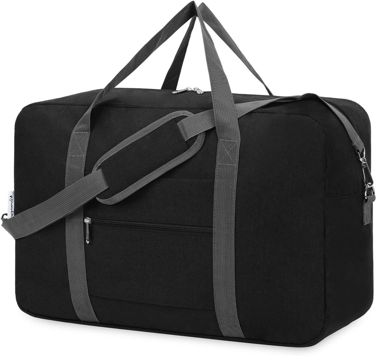 Vouwbare Reisduffel van 30L voor Mannen en Vrouwen - Handbagage, Lichtgewicht en Compact, Zwart met Schouderriem
