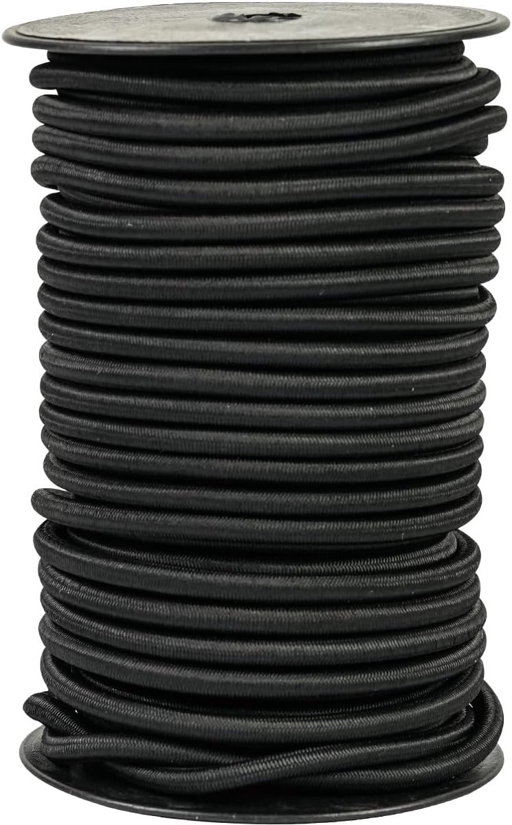 SnelShoppen - Rubber Rope 6mm 30m Zwart - Elastisch Touw voor Kamperen, DIY, Luggage en Zeilen - Weerbestendig Bungee Koord